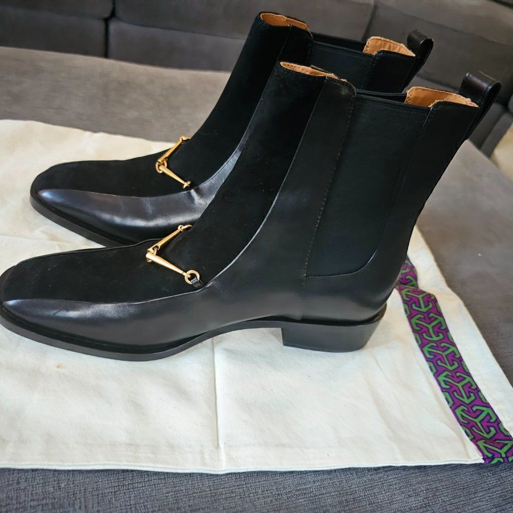 Tory Burch Women's Black Equestrian Link Chelsea Ankle Boots Size 8.5(M) - Picture 10 of 13
